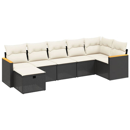 Set Divani da Giardino con Cuscini 7pz Nero Polyrattan - homemem39