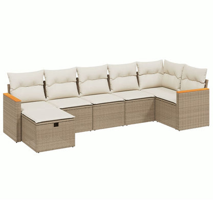 Set Divani da Giardino 7 pz con Cuscini Beige in Polyrattan - homemem39