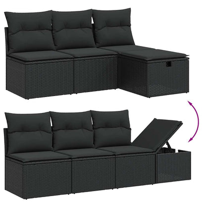Set Divani da Giardino con Cuscini 8 pz Nero in Polyrattan | homemem39