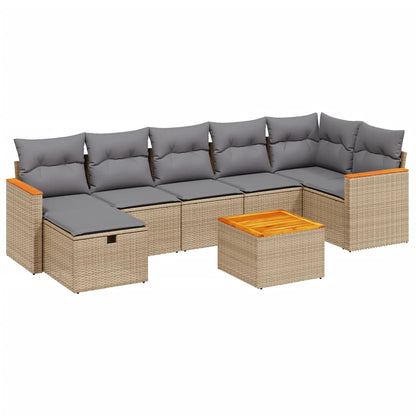 Set Divano da Giardino 8 pz con Cuscini Beige Misto Polyrattan - homemem39
