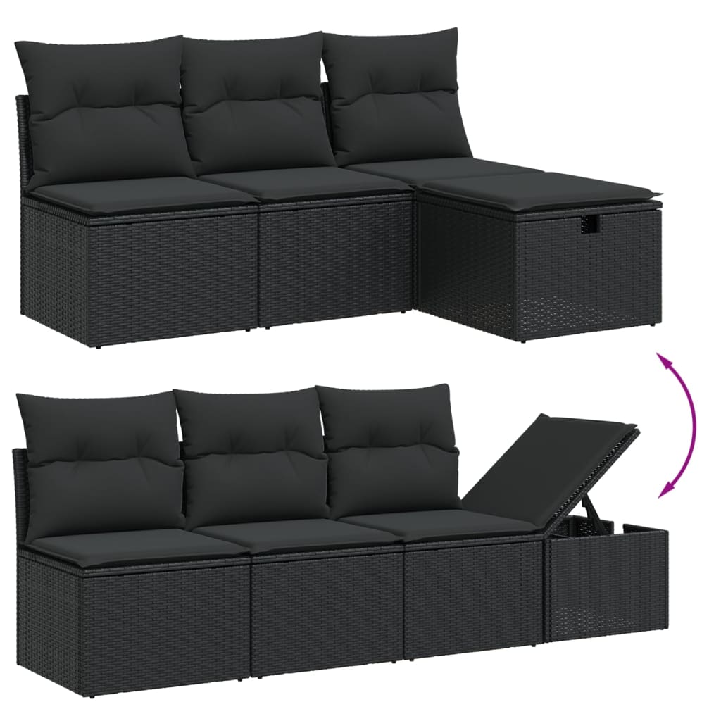 Set Divani da Giardino con Cuscini 7pz Nero Polyrattan | homemem39