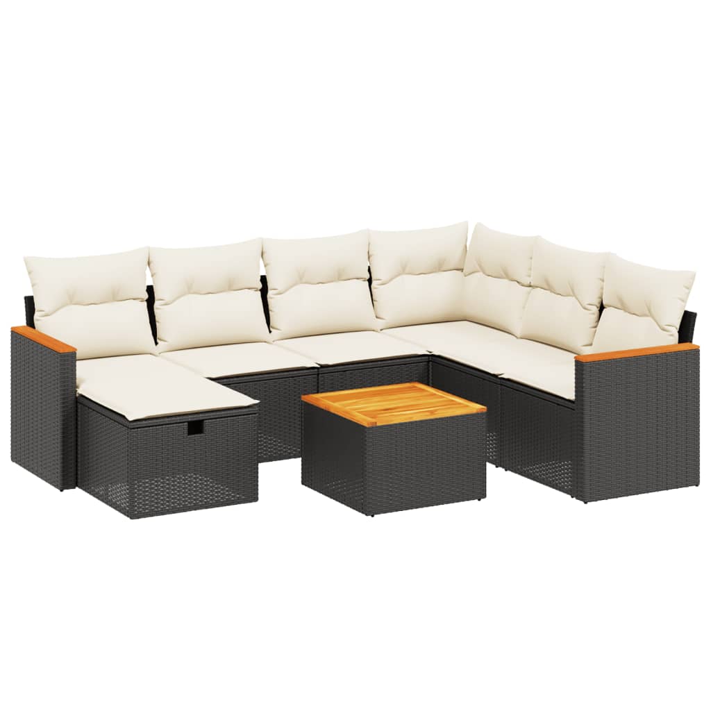 Set Divani da Giardino con Cuscini 8 pz Nero in Polyrattan - homemem39