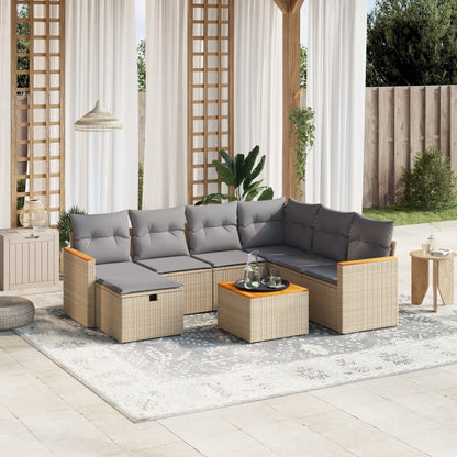 Set Divano da Giardino 8 pz con Cuscini Beige Misto Polyrattan - homemem39
