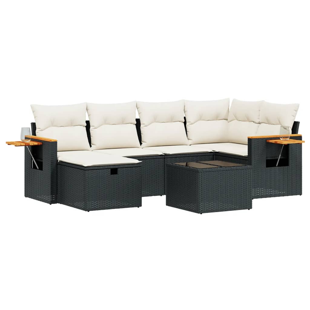 Set Divani da Giardino con Cuscini 7pz Nero Polyrattan - homemem39