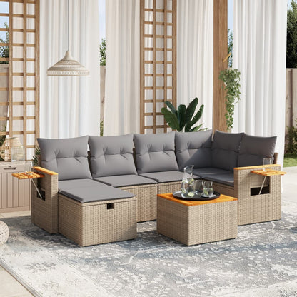 Set Divano da Giardino 7 pz con Cuscini Beige Misto Polyrattan - homemem39