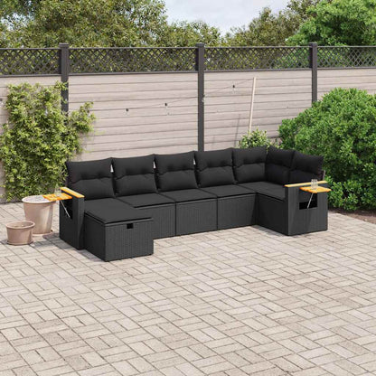 Set Divani da Giardino con Cuscini 7pz Nero Polyrattan | homemem39