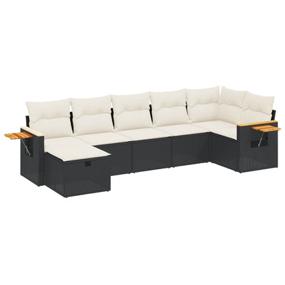 Set Divani da Giardino con Cuscini 7pz Nero Polyrattan - homemem39