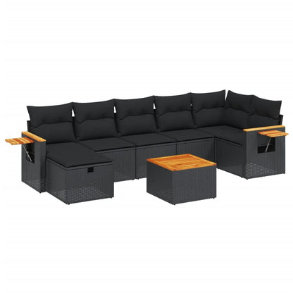 Set Divani da Giardino con Cuscini 8 pz Nero in Polyrattan | homemem39