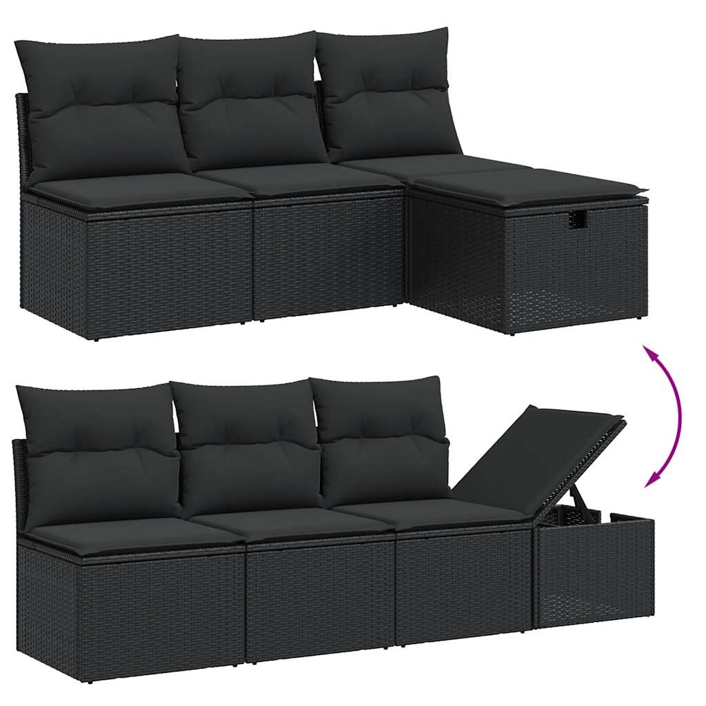 Set Divani da Giardino con Cuscini 8 pz Nero in Polyrattan | homemem39