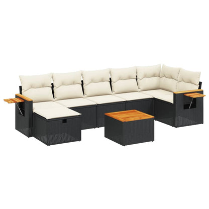 Set Divani da Giardino con Cuscini 8 pz Nero in Polyrattan - homemem39
