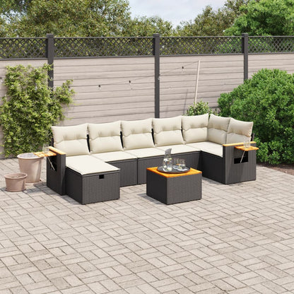 Set Divani da Giardino con Cuscini 8 pz Nero in Polyrattan - homemem39