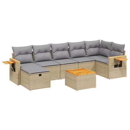 Set Divano da Giardino 8 pz con Cuscini Beige Misto Polyrattan - homemem39