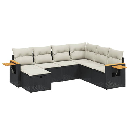 Set Divani da Giardino con Cuscini 7pz Nero Polyrattan - homemem39