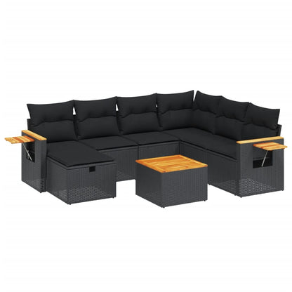 Set Divani da Giardino con Cuscini 8 pz Nero in Polyrattan | homemem39
