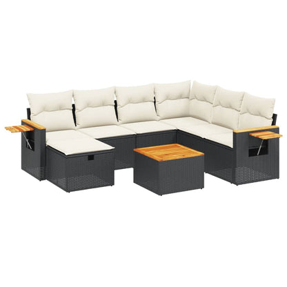 Set Divani da Giardino con Cuscini 8 pz Nero in Polyrattan - homemem39