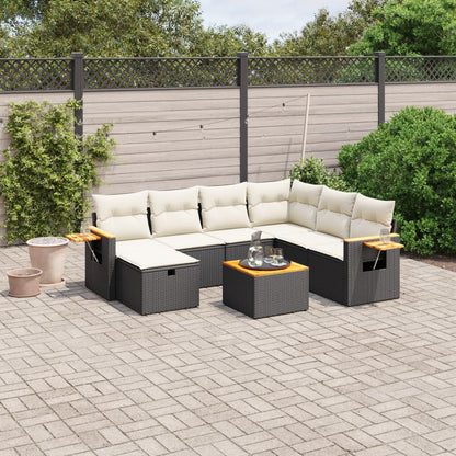 Set Divani da Giardino con Cuscini 8 pz Nero in Polyrattan - homemem39