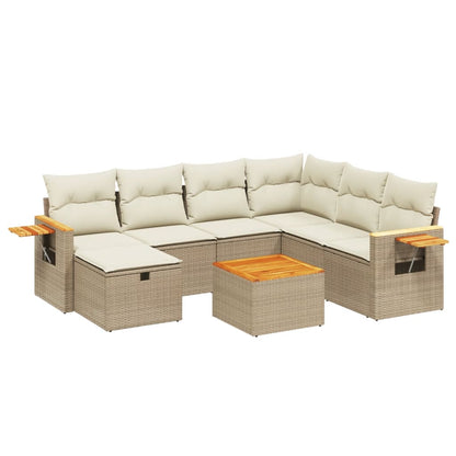 Set Divano da Giardino 8 pz con Cuscini Beige in Polyrattan - homemem39