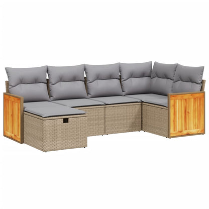 Set Divano da Giardino 6 pz con Cuscini Beige Misto Polyrattan - homemem39