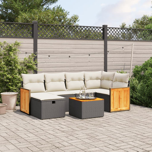 Set Divani da Giardino con Cuscini 7pz Nero Polyrattan - homemem39