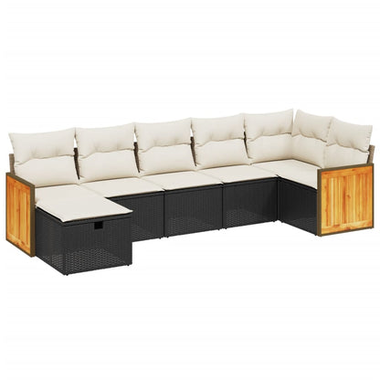 Set Divani da Giardino con Cuscini 7pz Nero Polyrattan - homemem39