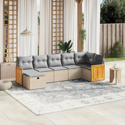 Set Divano da Giardino 7 pz con Cuscini Beige Misto Polyrattan - homemem39
