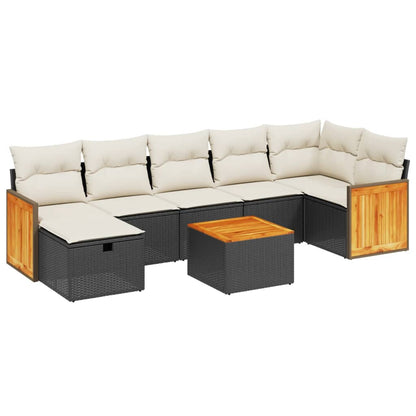 Set Divani da Giardino con Cuscini 8 pz Nero in Polyrattan - homemem39
