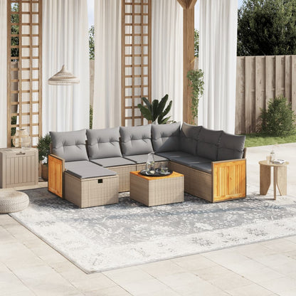 Set Divano da Giardino 8 pz con Cuscini Beige Misto Polyrattan - homemem39
