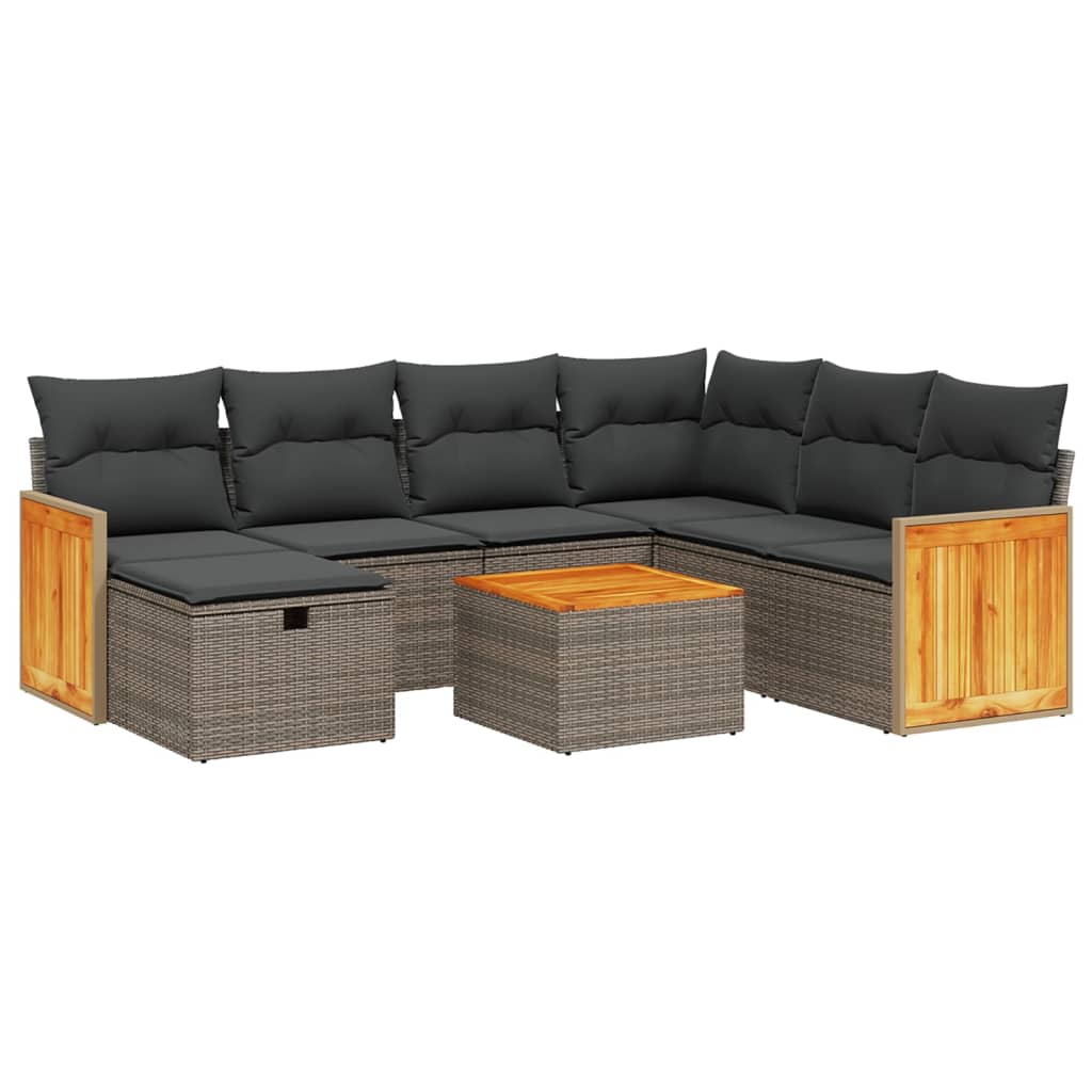 Set Divano da Giardino 8 pz con Cuscini Grigio in Polyrattan | homemem39
