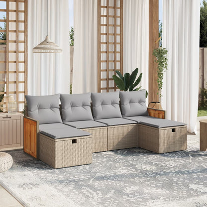 Set Divano da Giardino 6 pz con Cuscini Beige Misto Polyrattan - homemem39