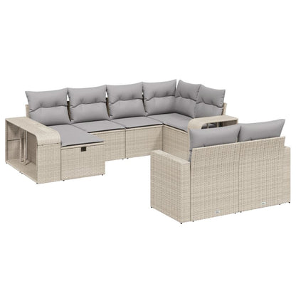 Set Divano da Giardino 10 pz con Cuscini Beige in Polyrattan - homemem39