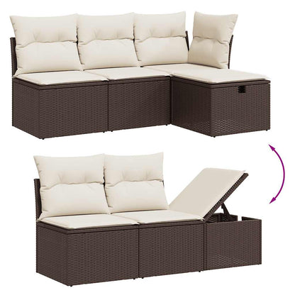 Set Divani da Giardino 11 pz con Cuscini Polyrattan Marrone - homemem39