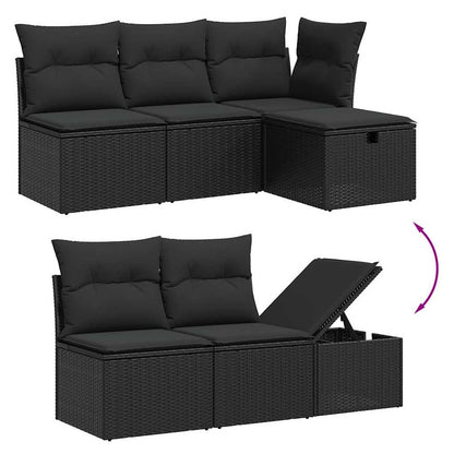 Set Divani da Giardino 11 pz con Cuscini in Polyrattan Nero | homemem39