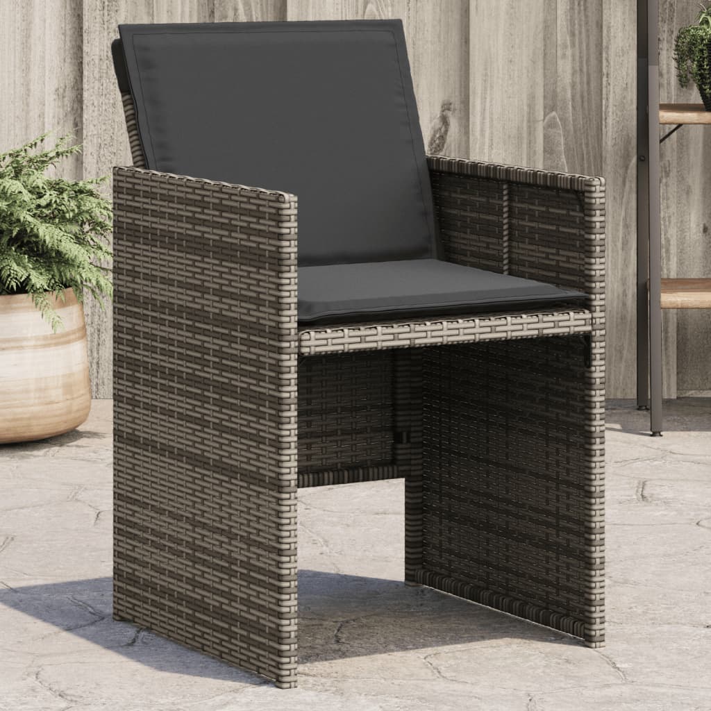 Sedie da Giardino con Cuscini 4pz Grigio in Polyrattan - homemem39