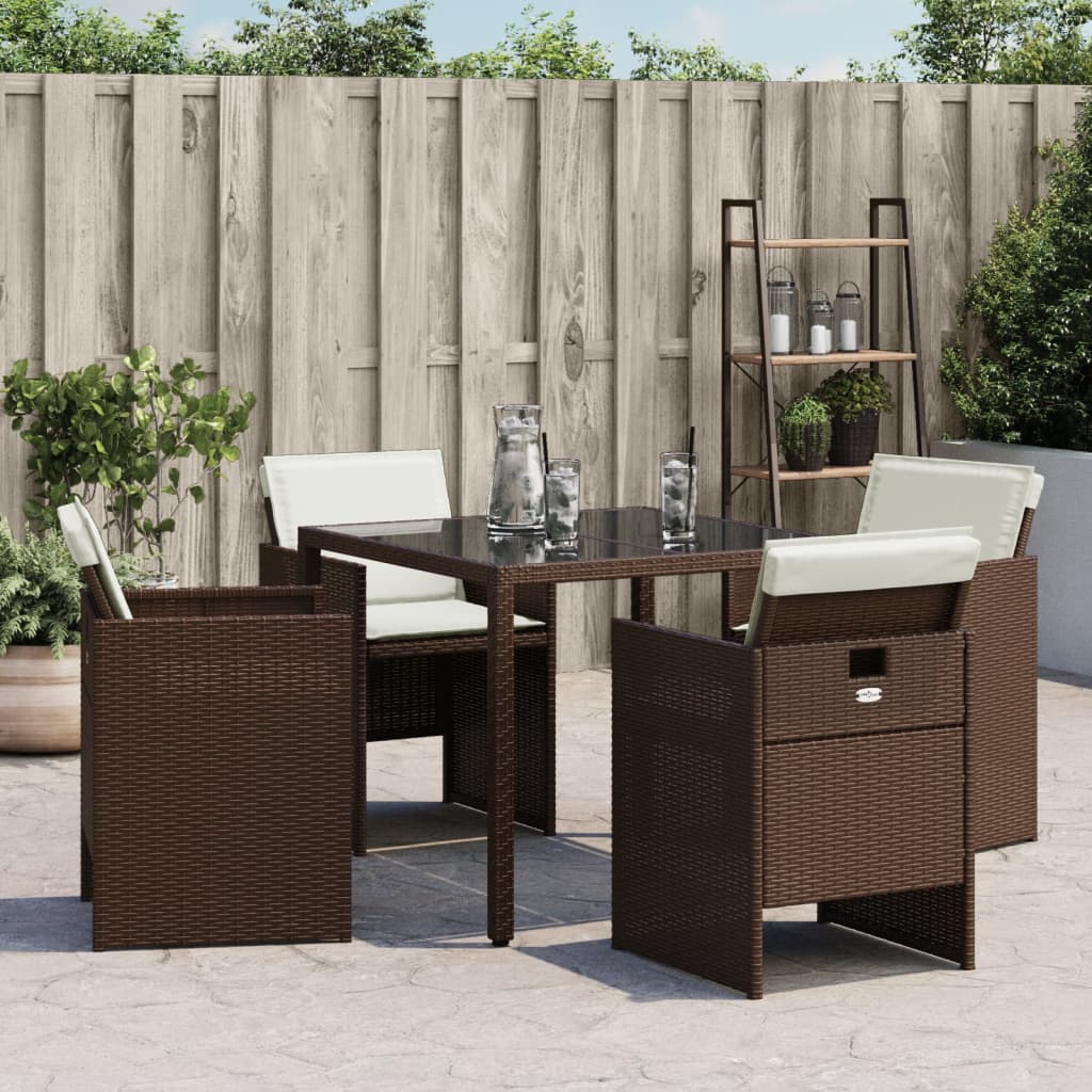 Sedie da Giardino con Cuscini 4 pz Marroni in Polyrattan