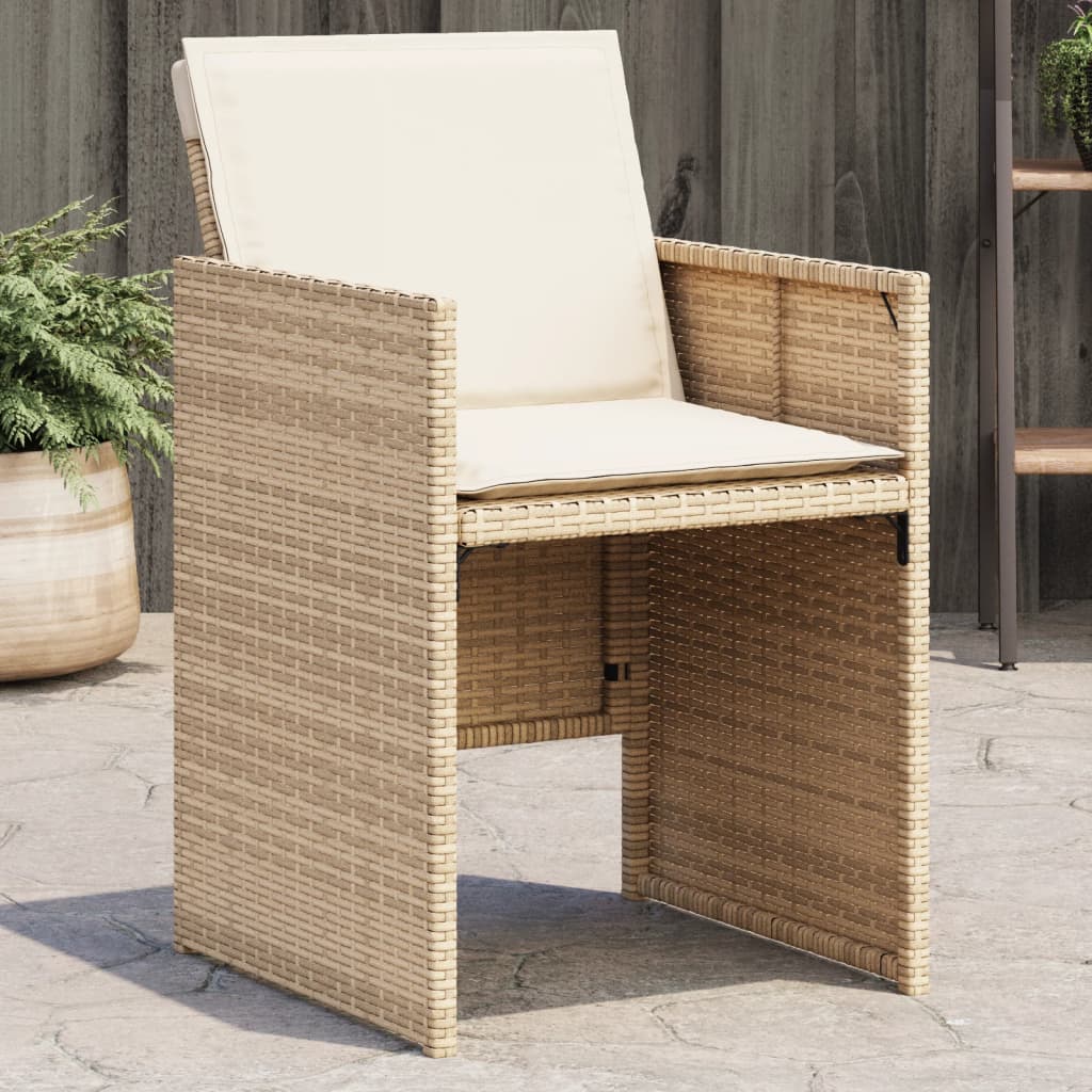 Sedie da Giardino con Cuscini 4 pz Beige in Polyrattan