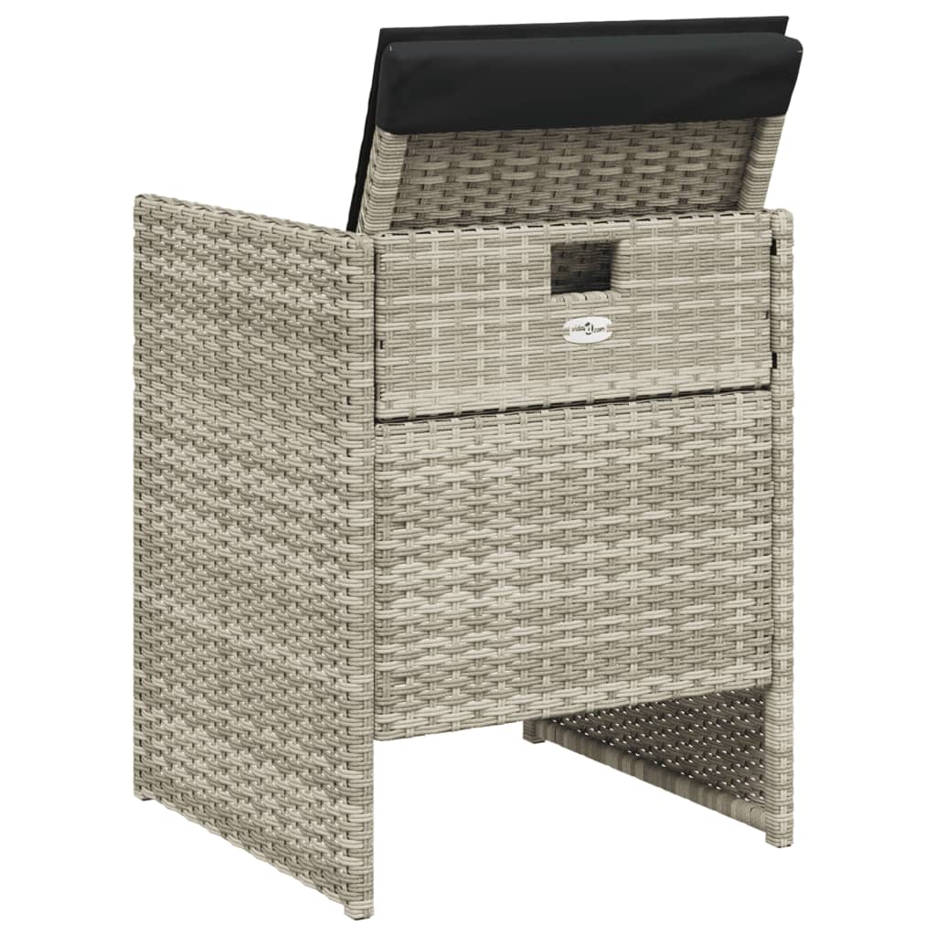 Sedie da Giardino con Cuscini 4 pz Grigio Chiaro in Polyrattan - homemem39