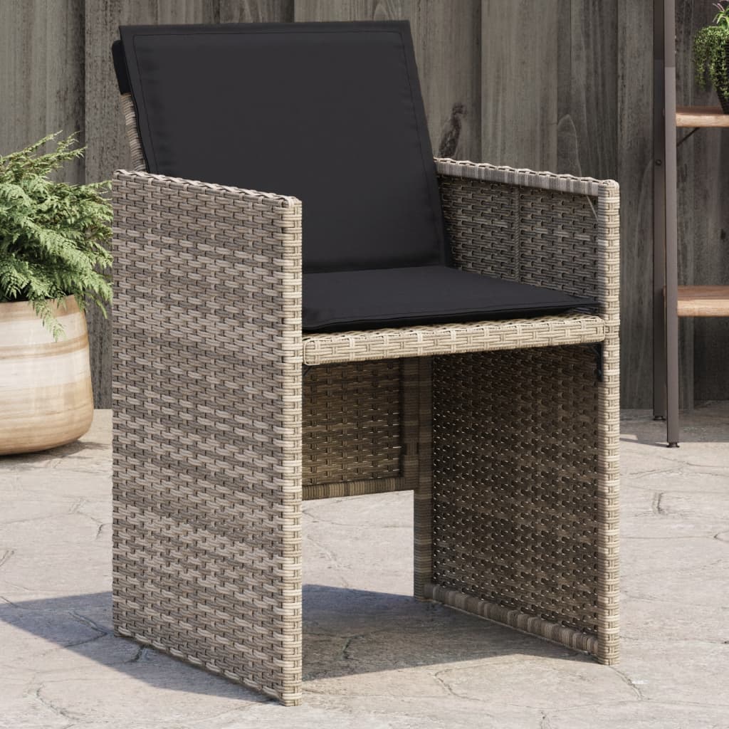 Sedie da Giardino con Cuscini 4 pz Grigio Chiaro in Polyrattan - homemem39