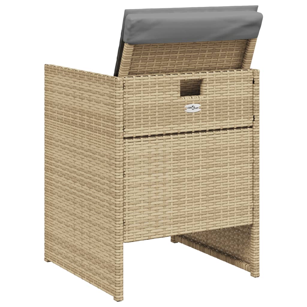 Sedie da Giardino con Cuscini 4 pz Beige Misto in Polyrattan - homemem39