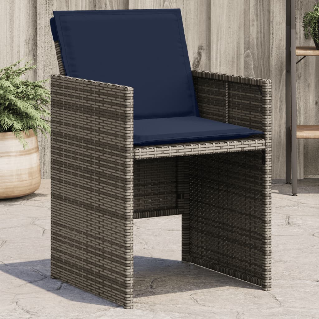 Sedie da Giardino con Cuscini 4pz Grigio in Polyrattan - homemem39