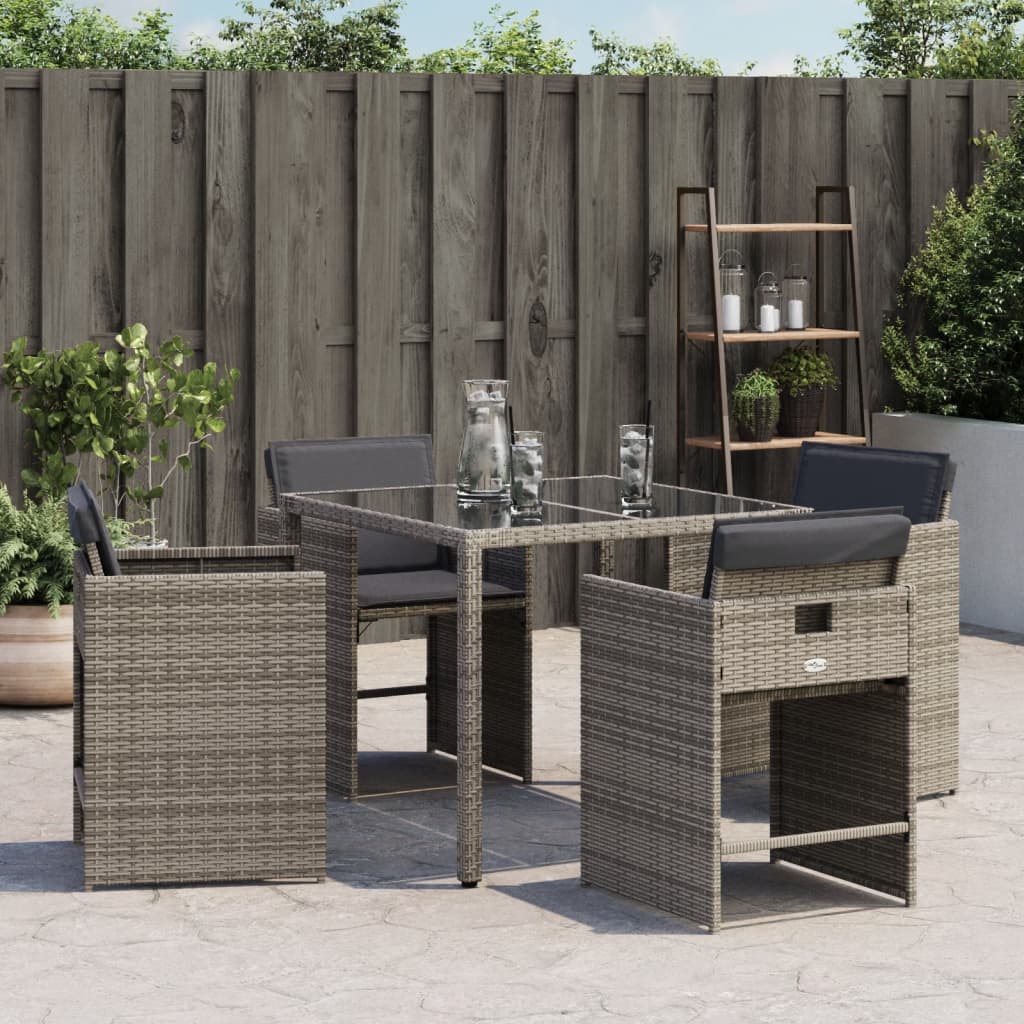 Sedie da Giardino con Cuscini 4pz Grigio in Polyrattan - homemem39