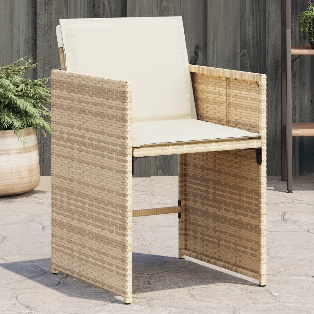 Sedie da Giardino con Cuscini 4 pz Beige in Polyrattan