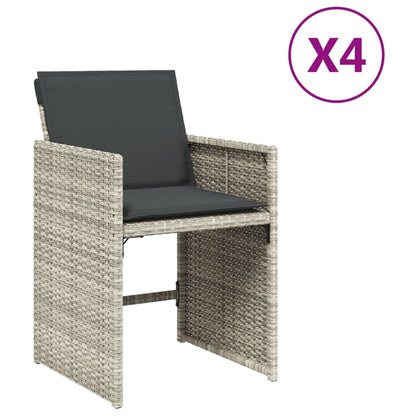 Sedie da Giardino con Cuscini 4 pz Grigio Chiaro in Polyrattan