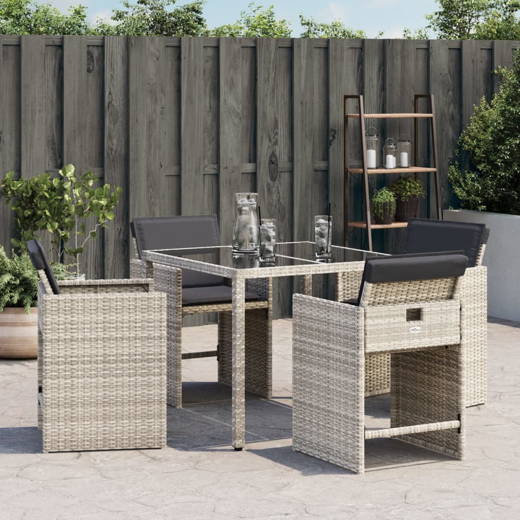 Sedie da Giardino con Cuscini 4 pz Grigio Chiaro in Polyrattan - homemem39