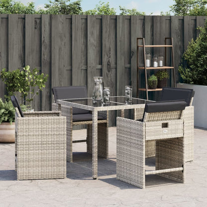 Sedie da Giardino con Cuscini 4 pz Grigio Chiaro in Polyrattan - homemem39