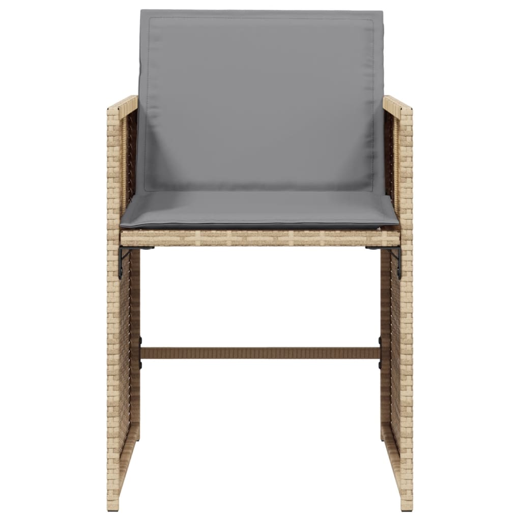 Sedie da Giardino con Cuscini 4 pz Beige Misto in Polyrattan - homemem39