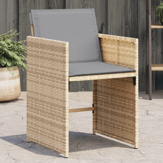 Sedie da Giardino con Cuscini 4 pz Beige Misto in Polyrattan - homemem39