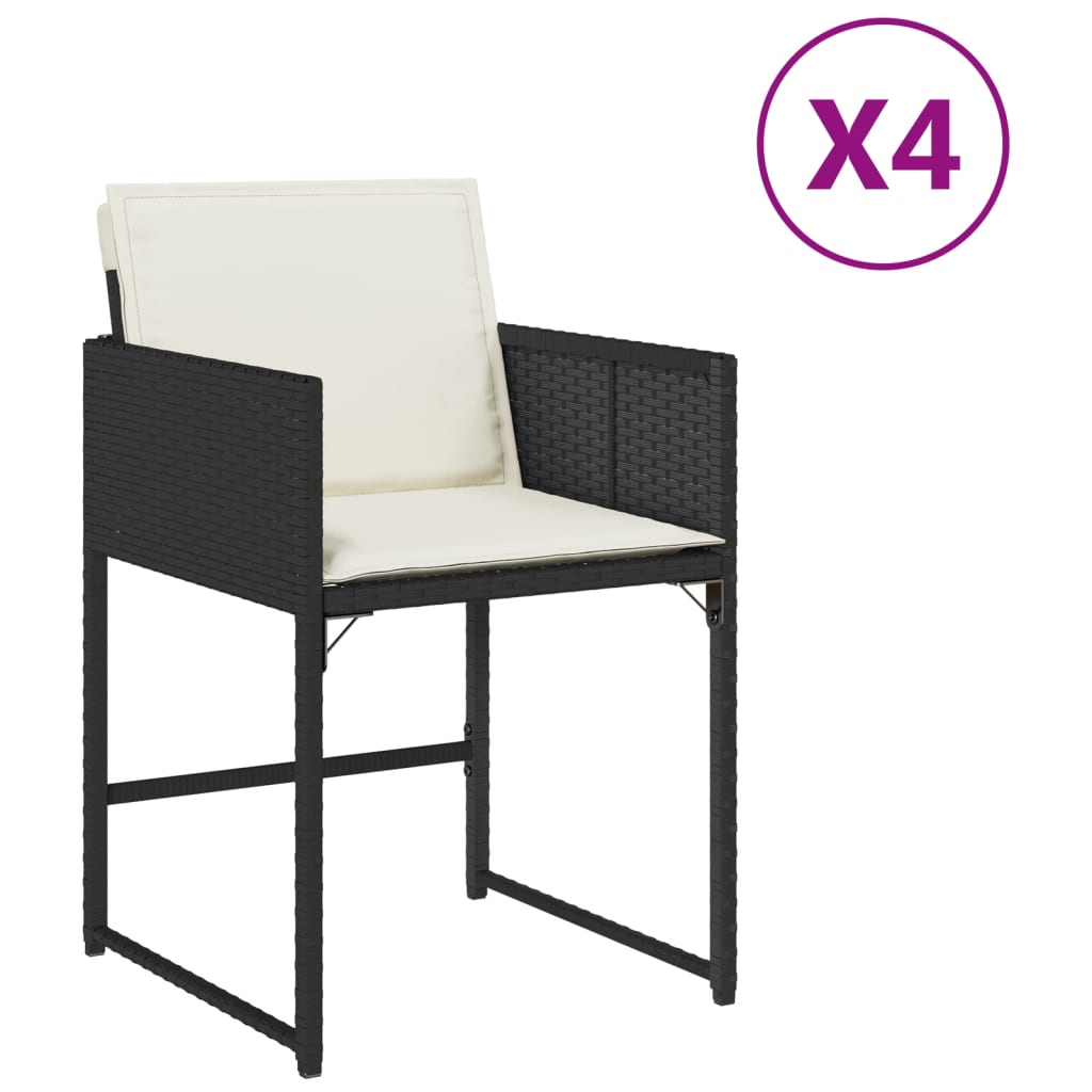 Garden Chairs with Cushions 4 pcs Black in Polyrattan