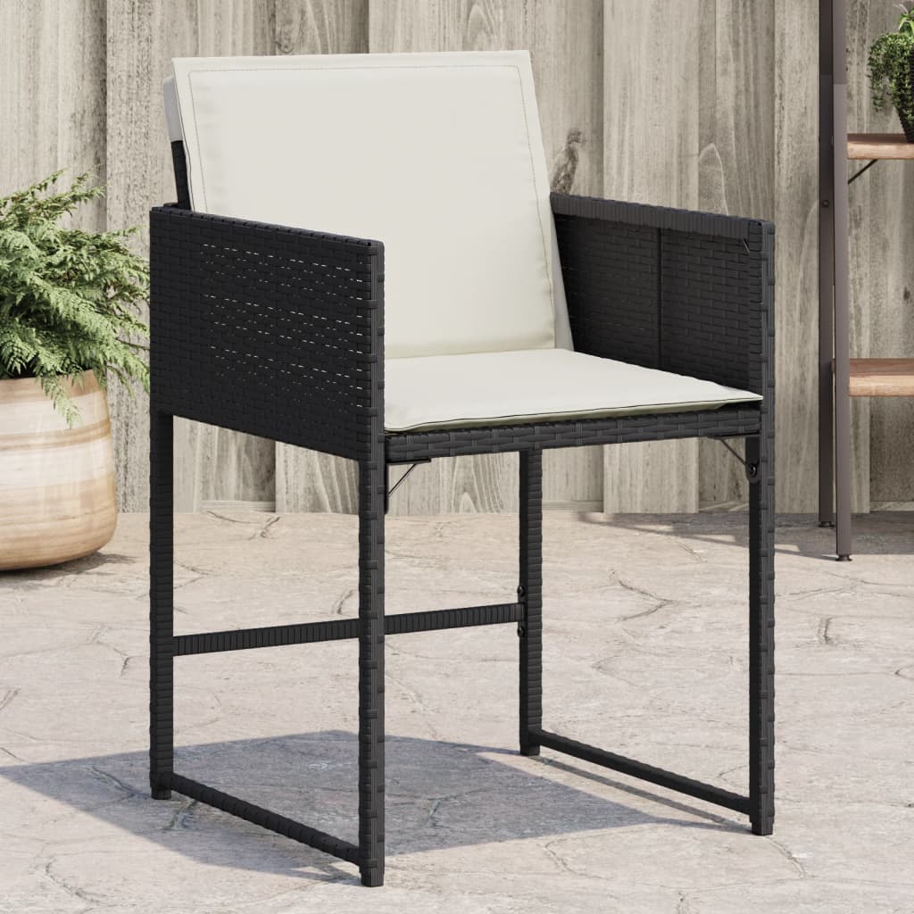 Garden Chairs with Cushions 4 pcs Black in Polyrattan