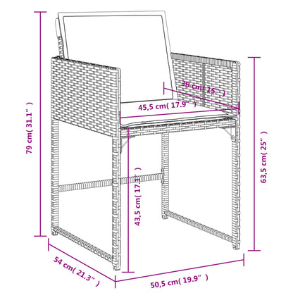 Sedie da Giardino con Cuscini 4 pz Nere in Polyrattan