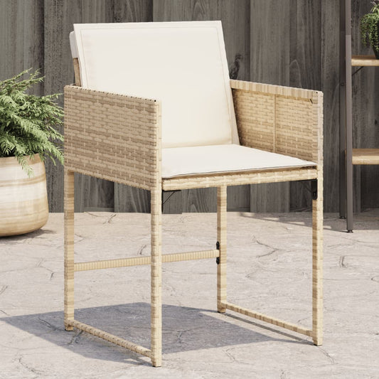 Sedie da Giardino con Cuscini 4 pz Beige in Polyrattan